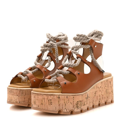 Hermes Calfskin Cork Women's Medusa 30 Sandals 37 Naturel