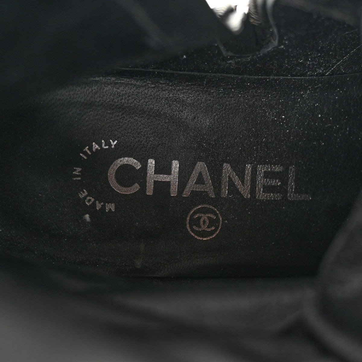 Chanel Iridescent Calfskin Women's CC Combat Boots 38 Black