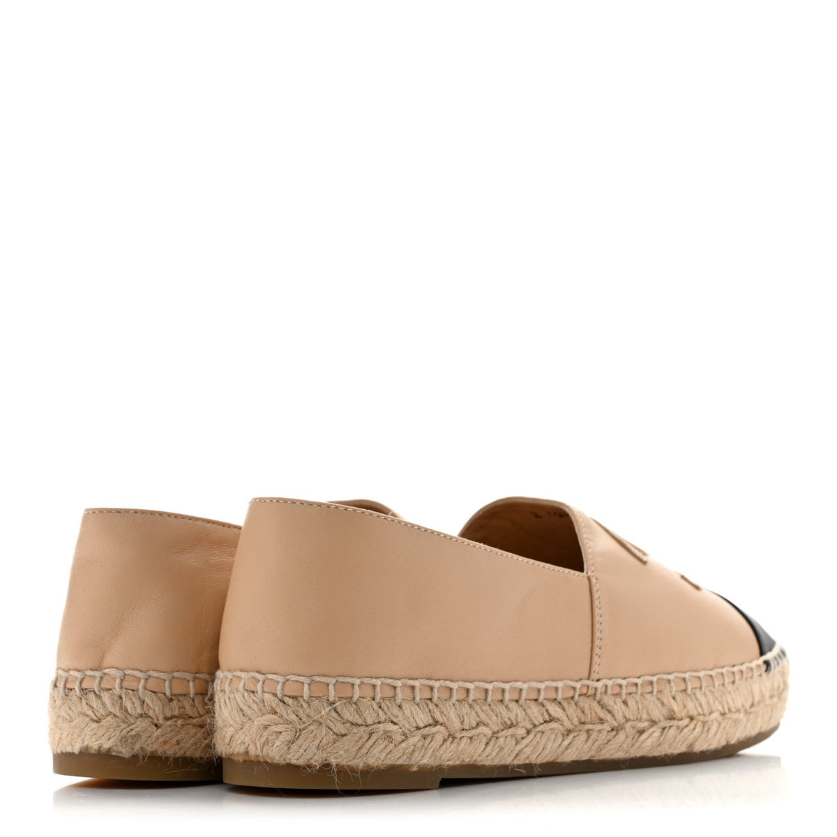Chanel Lambskin Women's CC Espadrilles 35 Beige Black