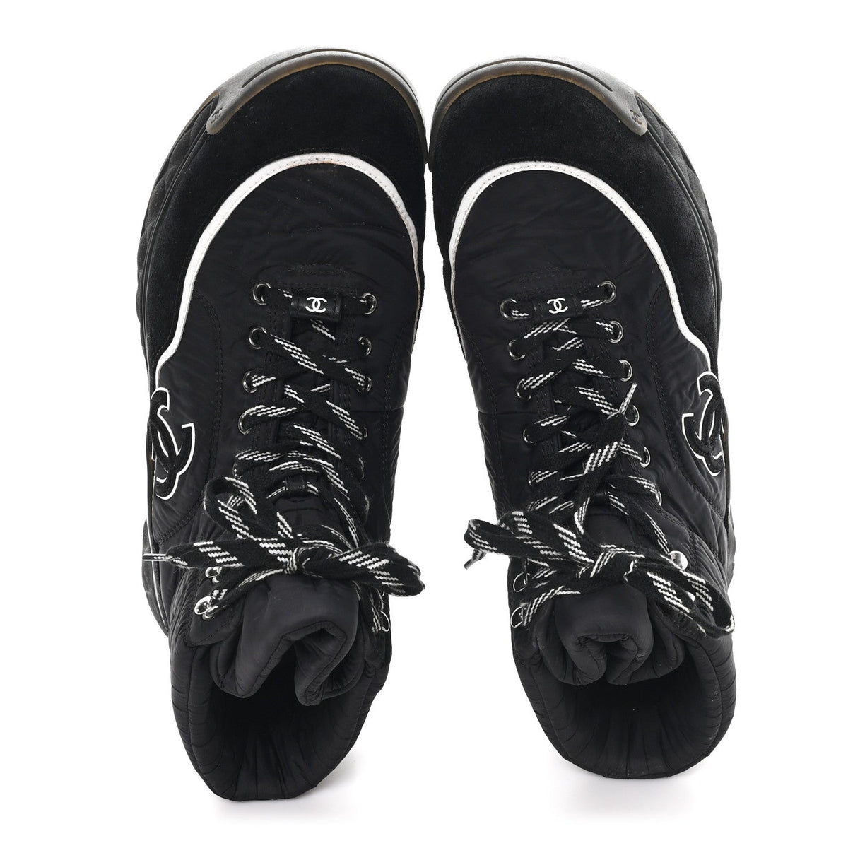 Chanel Fabric Suede Men's CC Sneakers 44 Black