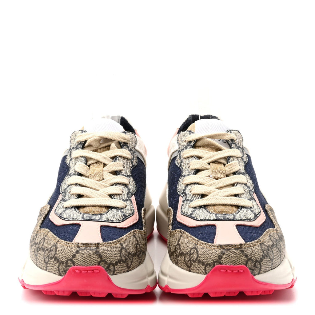 Gucci GG Supreme Monogram Women's Rhyton Sneakers 35.5 London Blue Beige Pale Pink