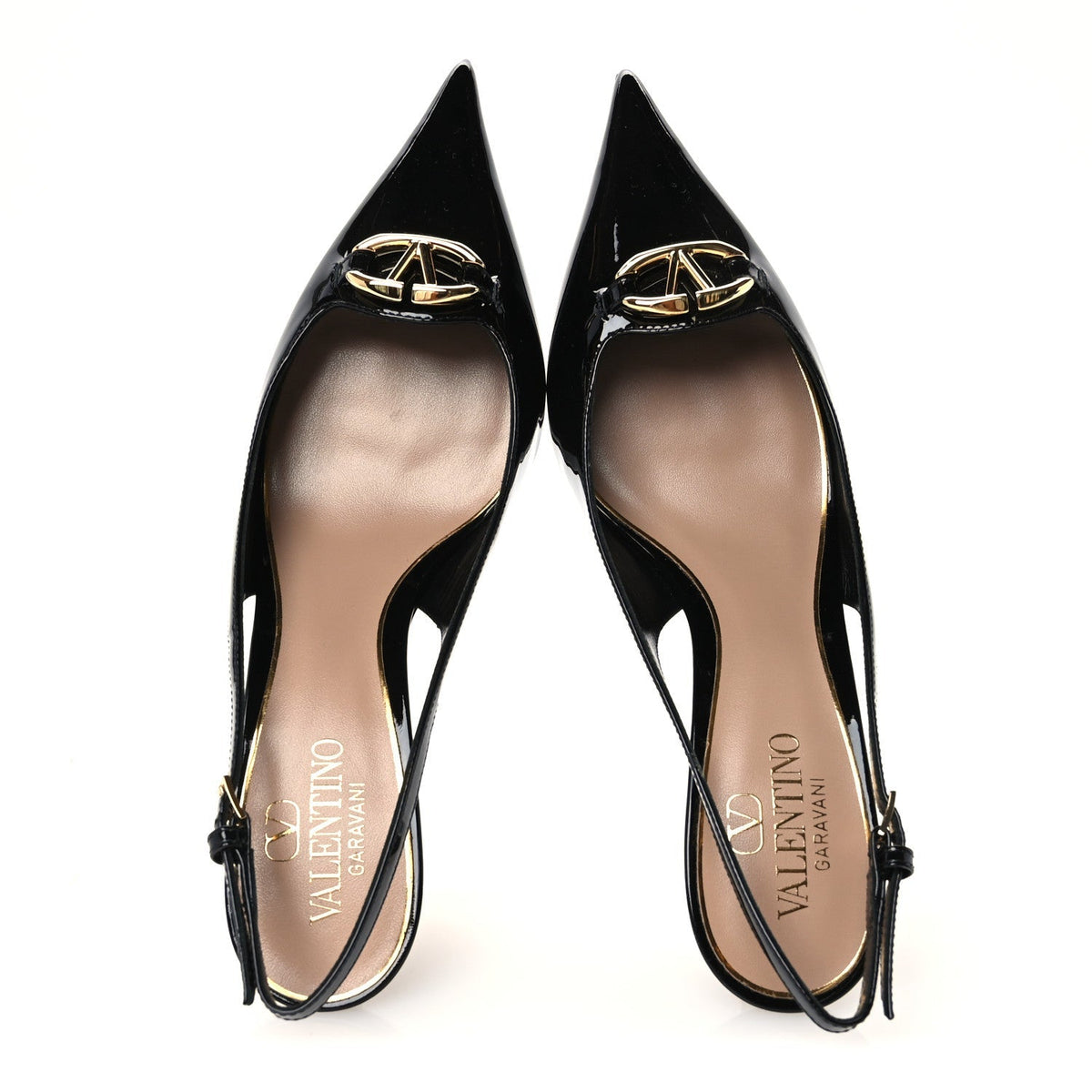 Valentino Garavani Patent Women's VLogo Slingback Pumps 37.5 Black
