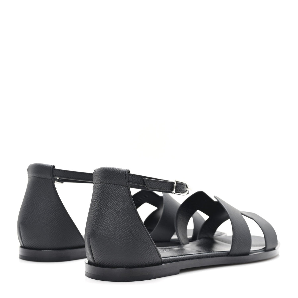 Hermes Epsom Calfskin Women's Santorini Sandals 38 Black