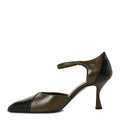 Chanel Lambskin Mary Jane Women's Pumps 40 Dark Khaki Black