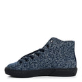 Printed Denim Quilted High Top Sneakers Dark Blue