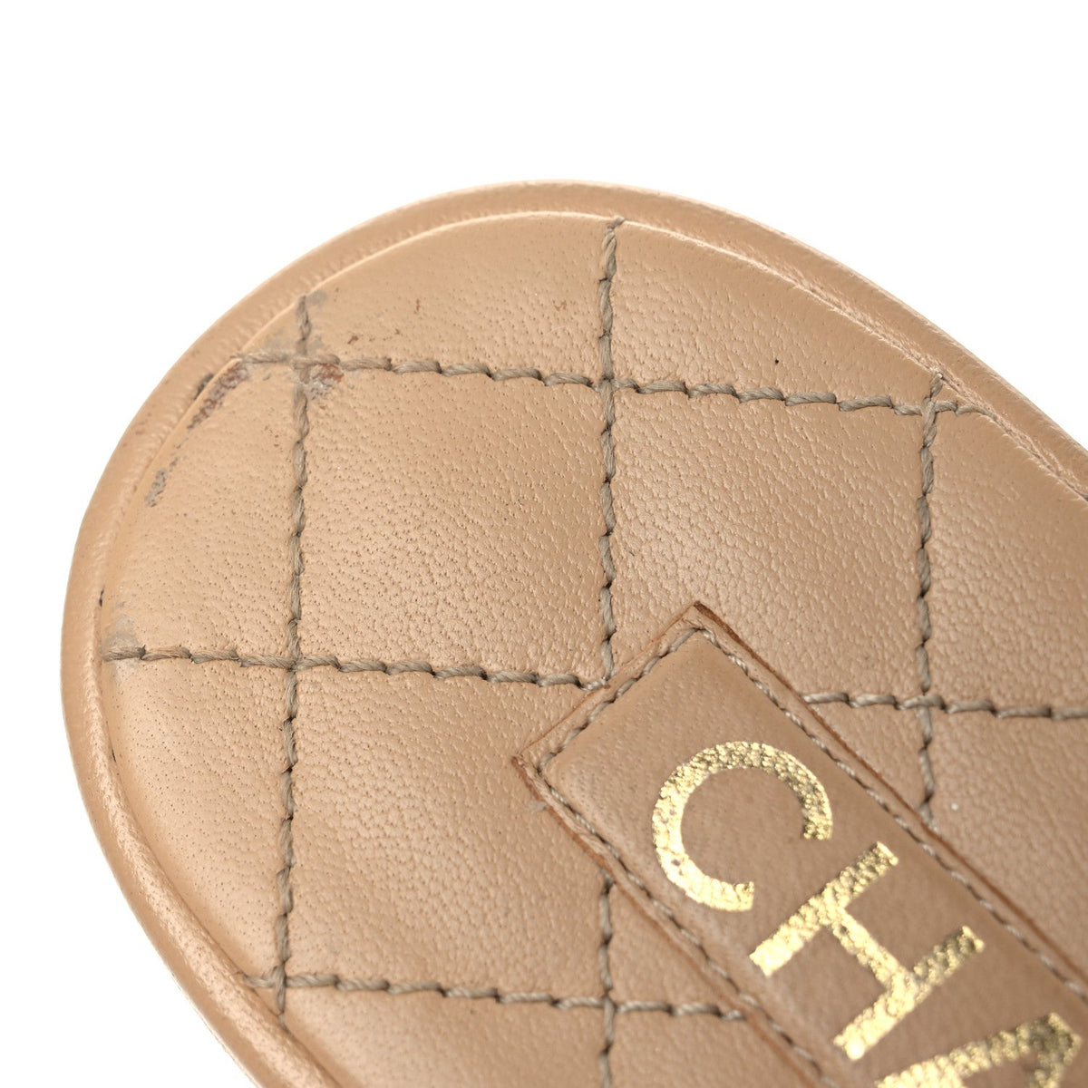 Chanel Lambskin Women's Quilted CC Turnlock Sandals 39 Beige