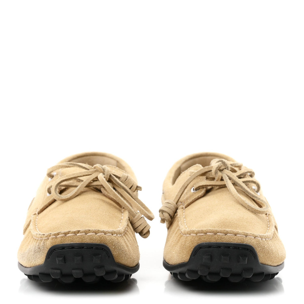 Hermes Suede Calfskin Women's Member Loafers 41 Beige Albatre