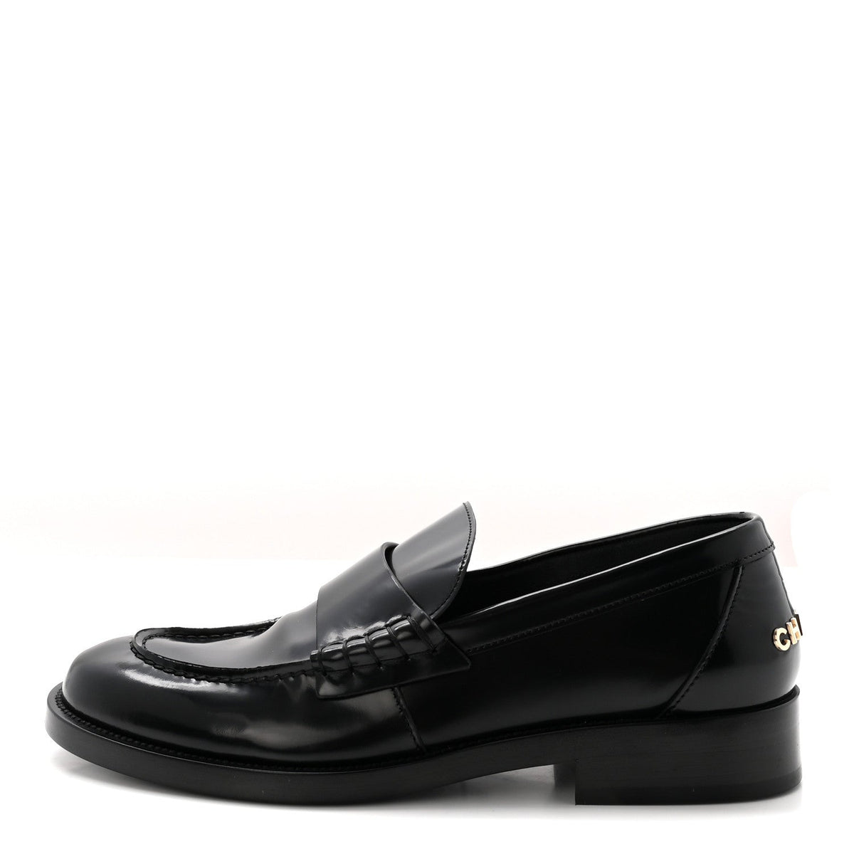 Chanel Shiny Calfskin Logo Women's Loafers