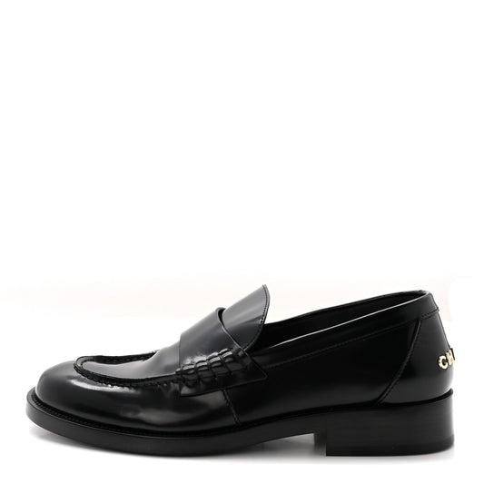 Chanel Shiny Calfskin Logo Women's Loafers