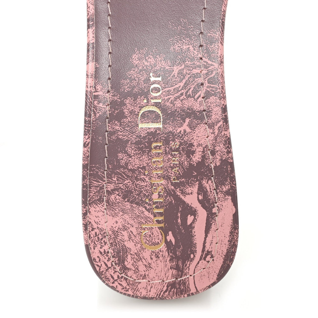 Christian Dior Canvas Toile De Jouy Women's Dway Slide Sandals 37.5 Quartz Grey