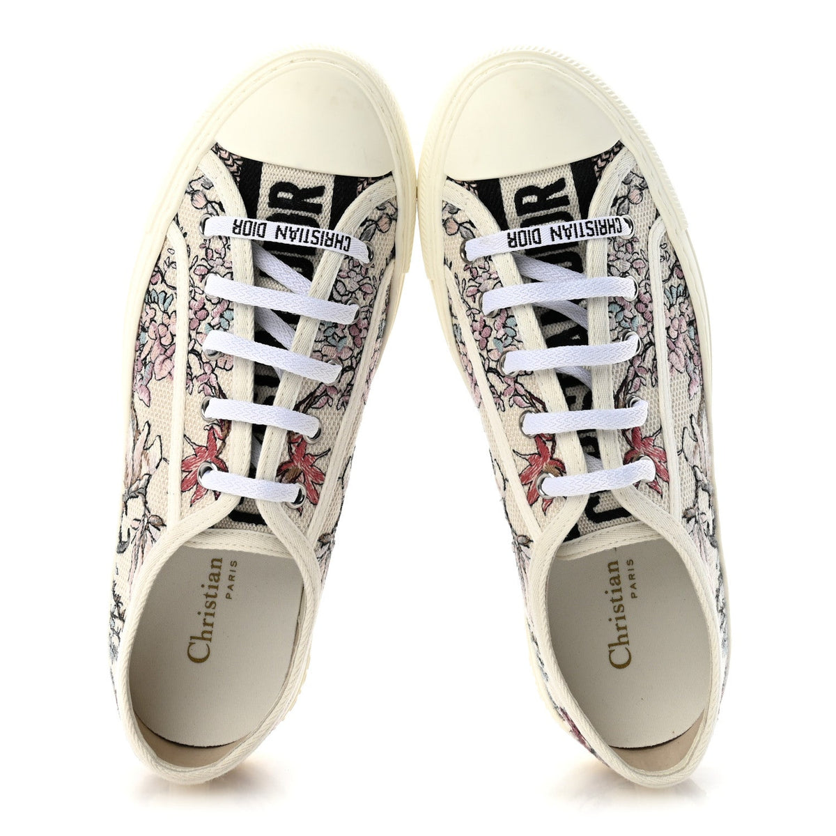 Christian Dior Canvas Embroidered Women's Walk'N'Dior Sneakers 38 White Multicolor