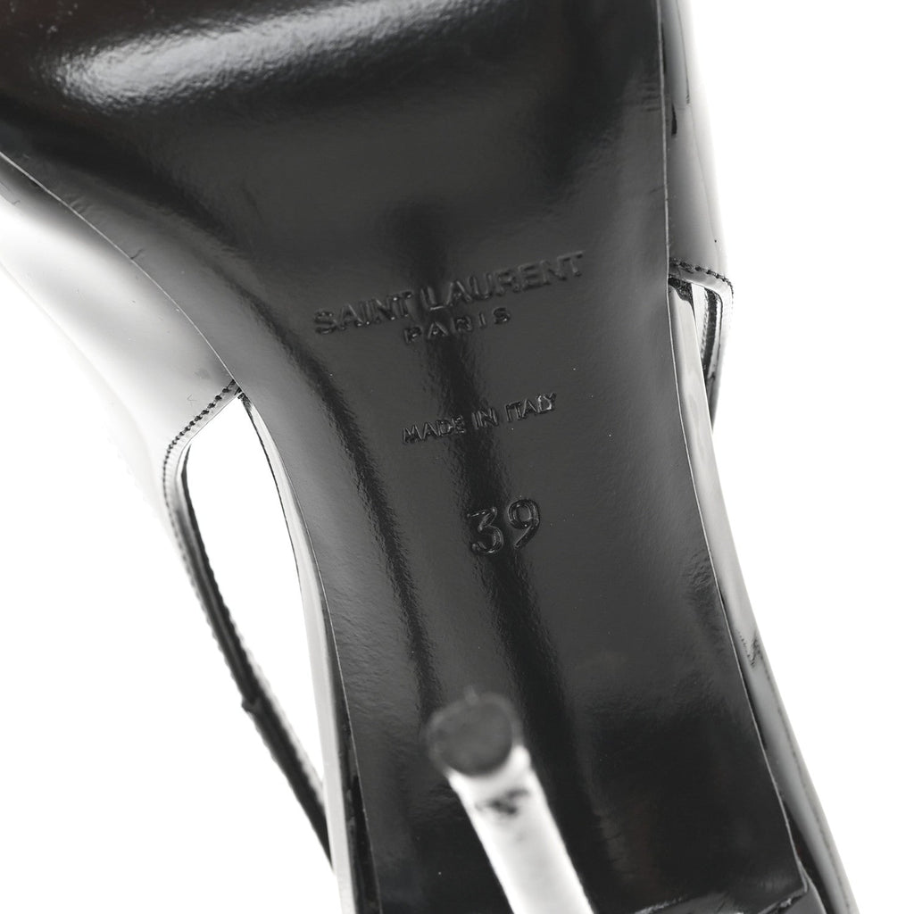 Saint Laurent Patent Leather Women's Vernice Slingback Pumps 39 Black