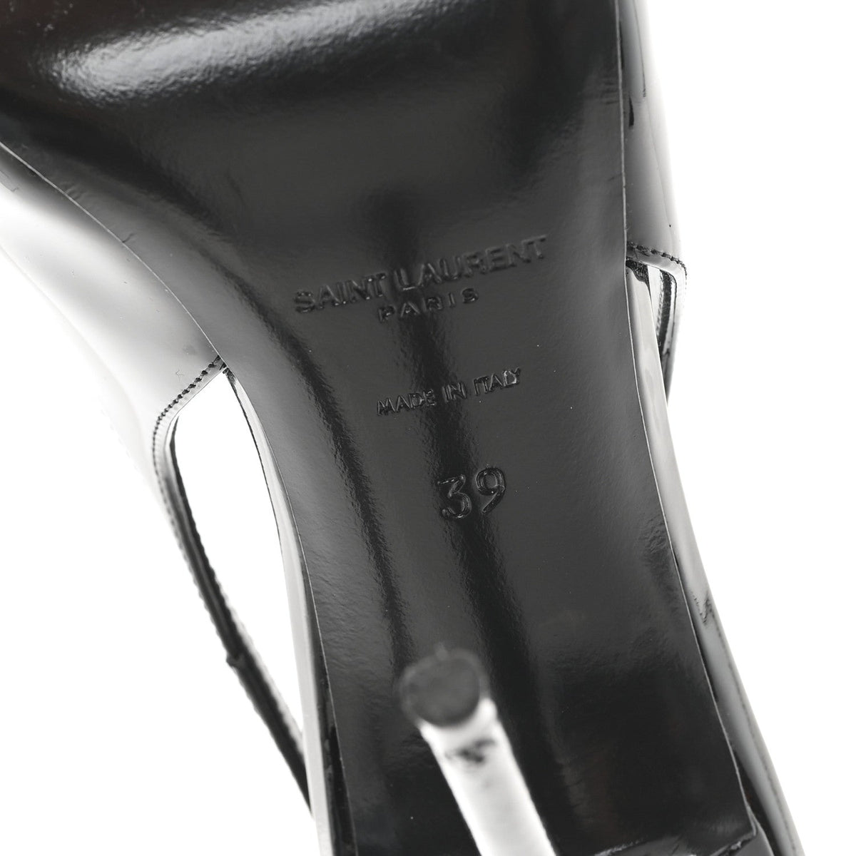 Saint Laurent Patent Leather Women's Vernice Slingback Pumps 39 Black