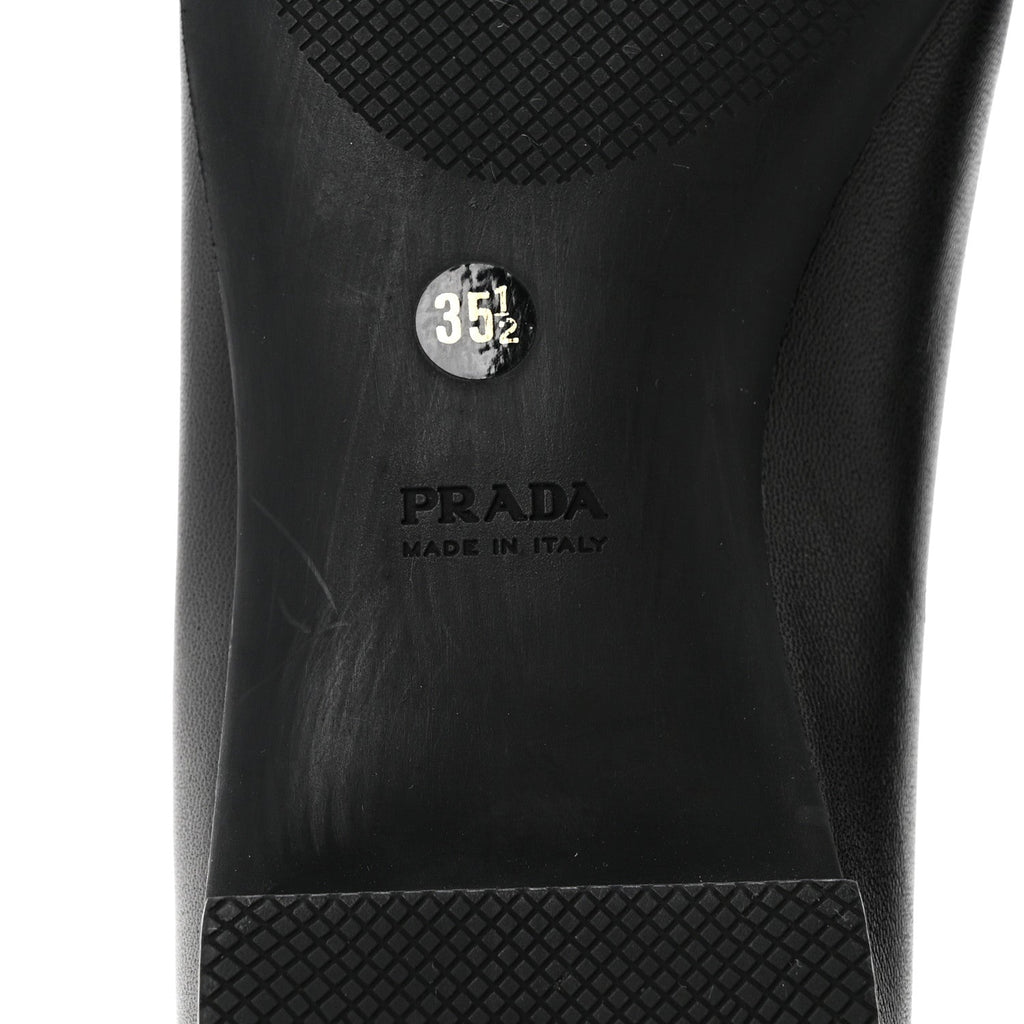 Prada Nappa Metallic Women's Square Toe Ballerina Flats 35.5 Black