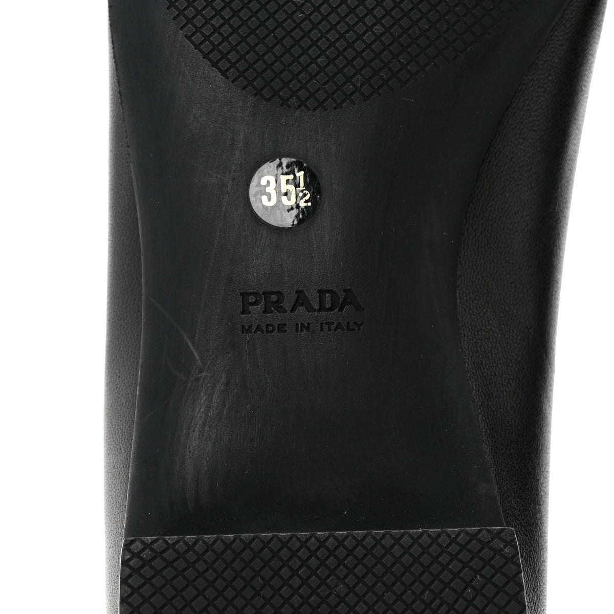 Prada Nappa Metallic Women's Square Toe Ballerina Flats 35.5 Black