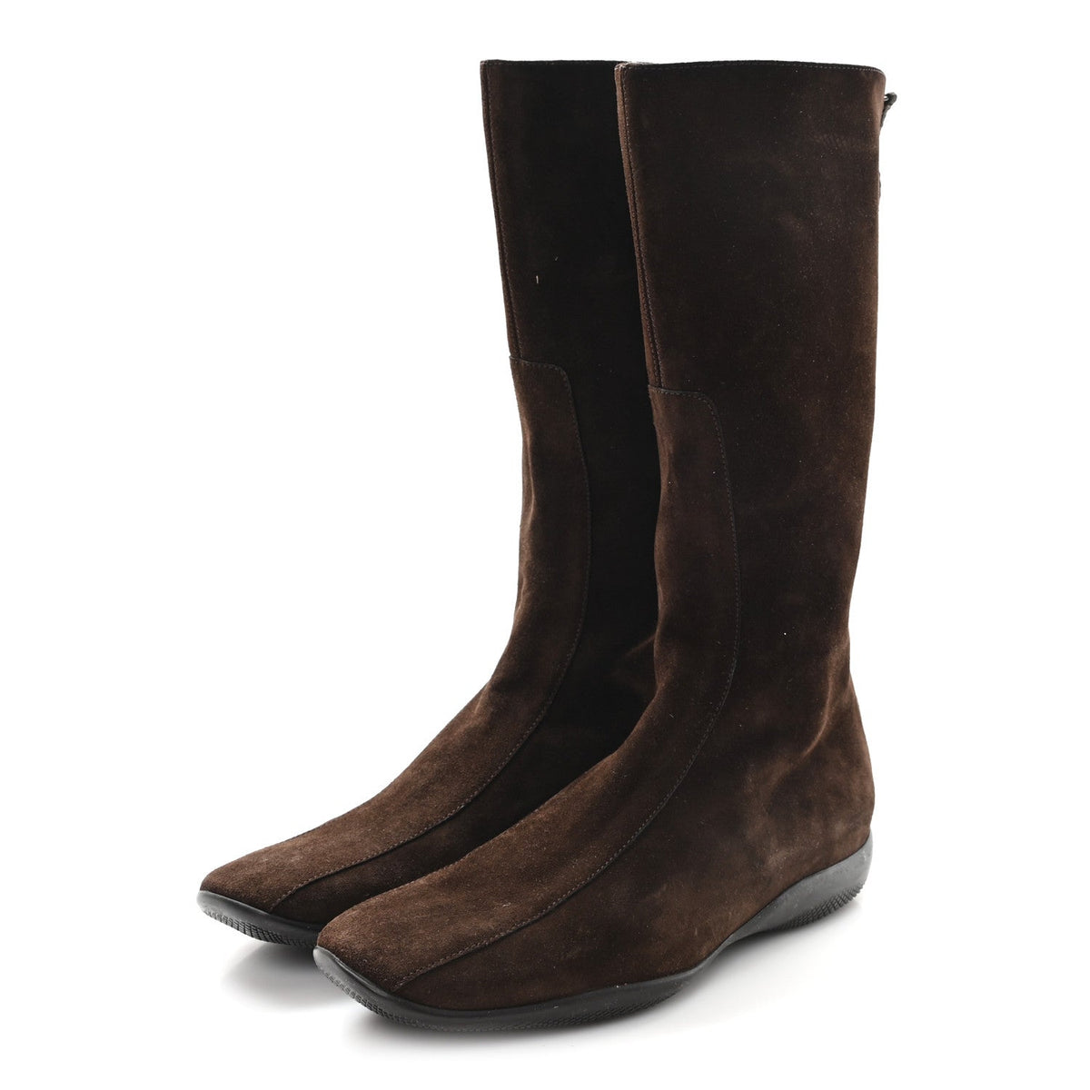 Prada Suede Women's Pointed Toe Boots 36.5 Brown
