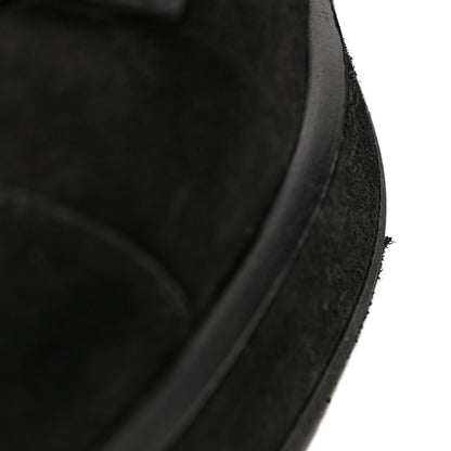 Chanel Suede Quilted Women's CC Lace Up Combat Boots 38.5 Black