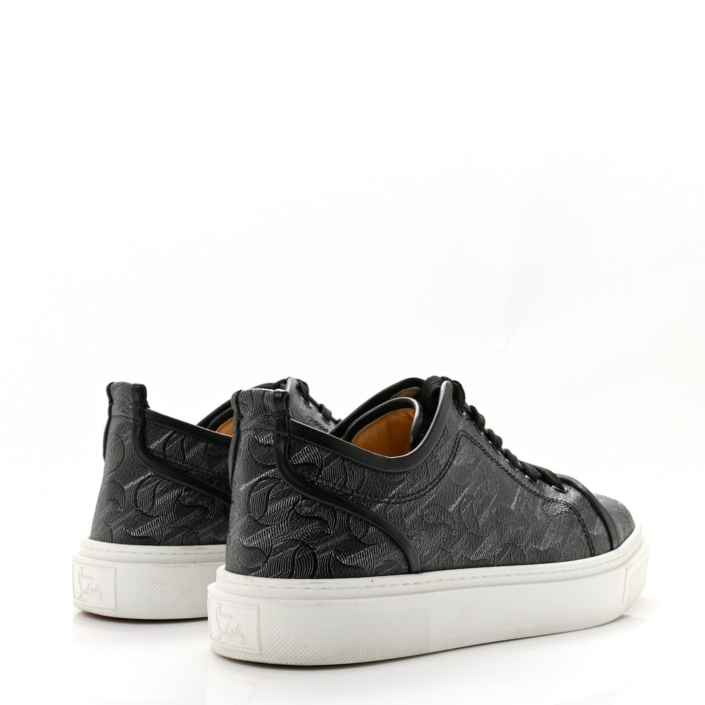 Christian Louboutin Toile Monogram Nappa Men's Adolon Junior Flat Sneakers 42 Black