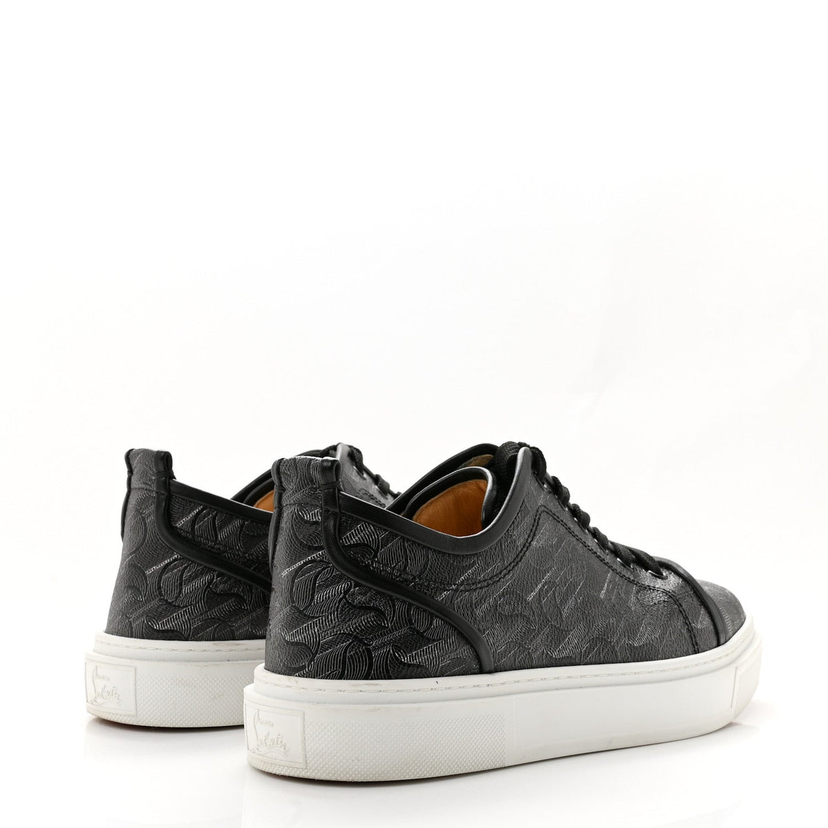 Christian Louboutin Toile Monogram Nappa Men's Adolon Junior Flat Sneakers 42 Black