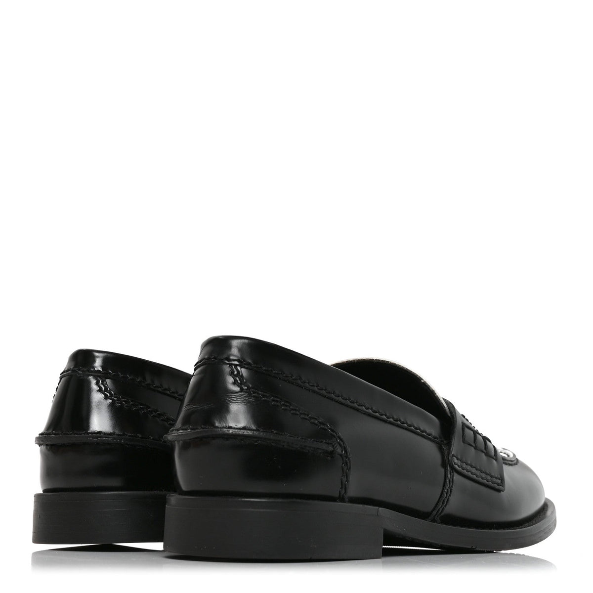 Miu Miu Spazzolato Calfskin Women's Penny Loafers 36 Black White
