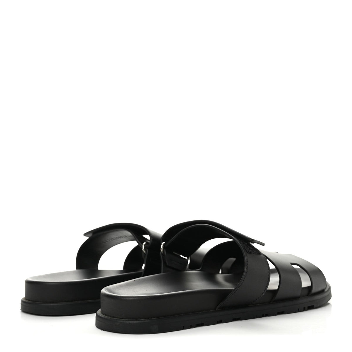 Hermes Calfskin Men's Chypre Sandals 44 Black