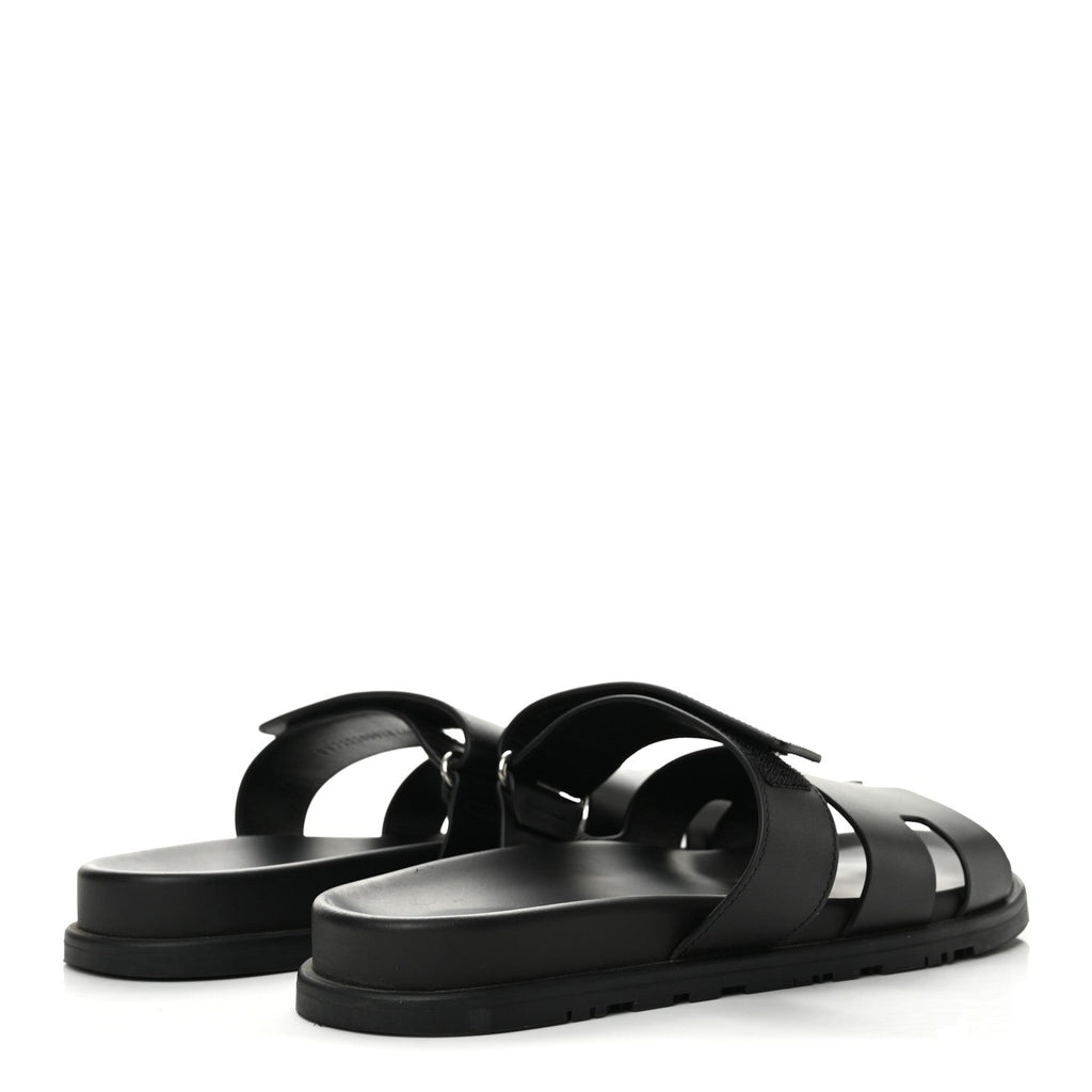 Hermes Calfskin Men's Chypre Sandals 44 Black