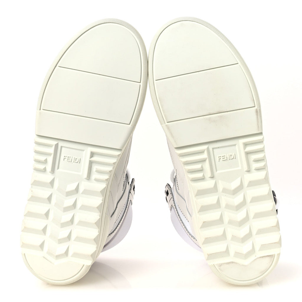 Fendi Vitello Nylon Men's High Top Sneakers 7 Ultra White Black