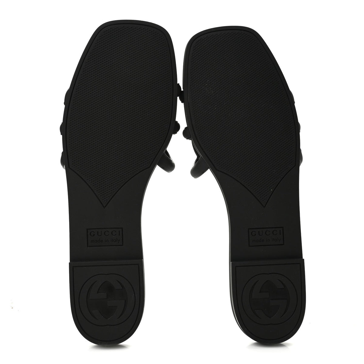 Gucci Rubber Women's Interlocking G Slide Sandals 39 Black