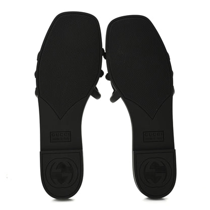 Gucci Rubber Women's Interlocking G Slide Sandals 39 Black