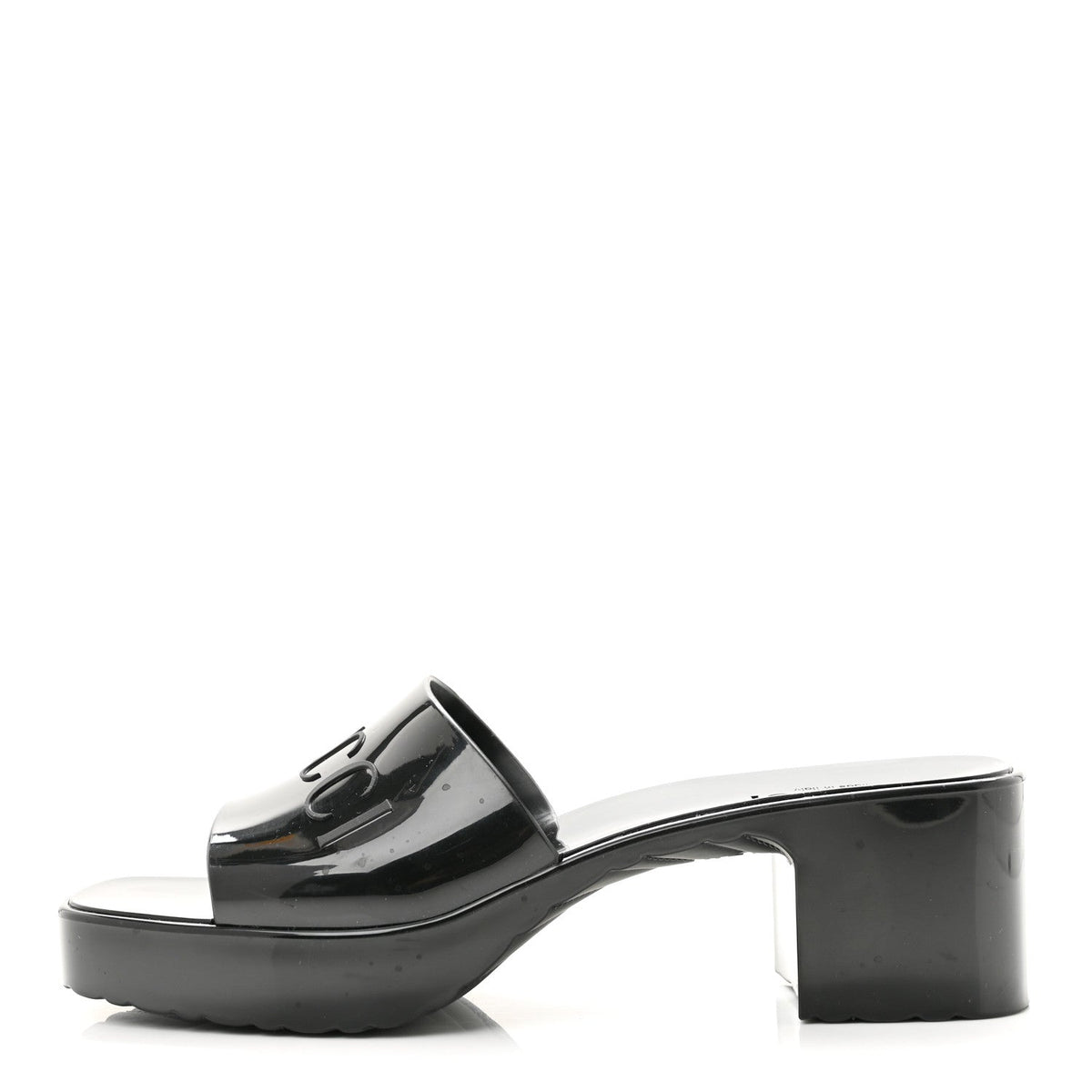 Gucci Rubber Logo Women's Platform Slide Sandals 38 Black