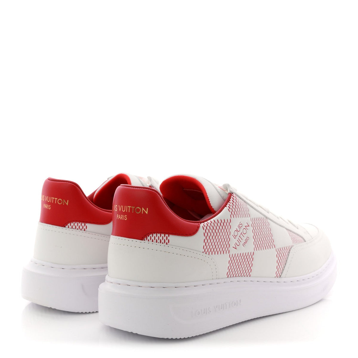 Louis Vuitton Damier Calfskin Men's Beverly Hills Sneakers 8 White Rouge