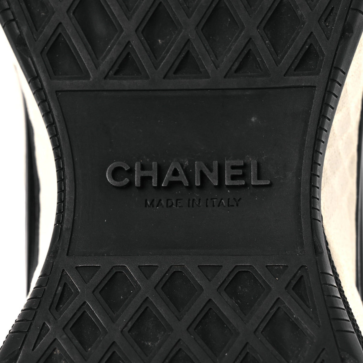Chanel Fabric Suede Calfskin Women's CC Sneakers 39.5 White Black