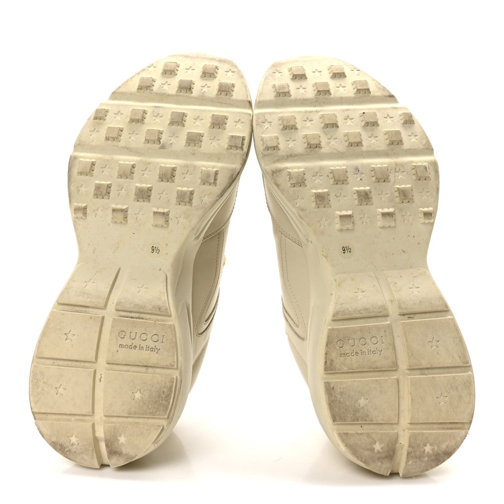 Gucci Calfskin Men's Logo Rhyton Sneakers 9.5 Ivory