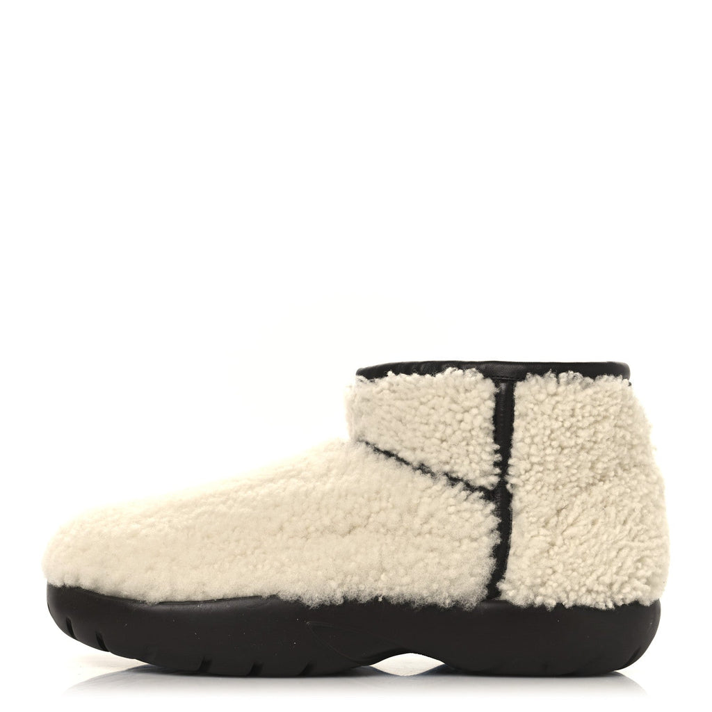Bottega Veneta Shearling Women's Snap Ankle Boots 40 White