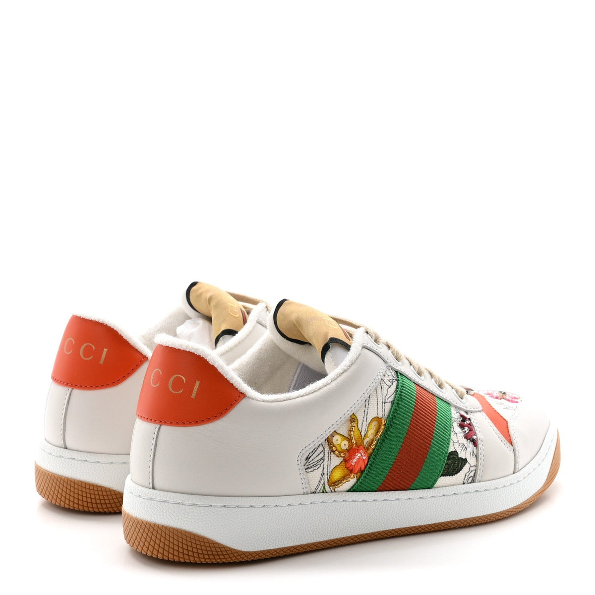 Gucci Canvas Leather Women's Screener Sneakers 36.5 White