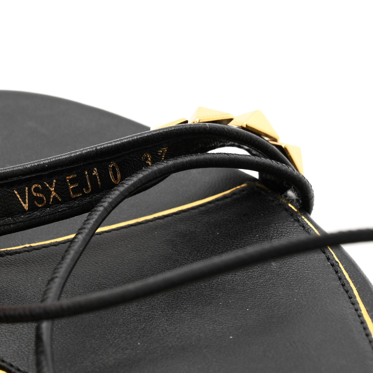 Valentino Garavani Calfskin Women's Rockstud No Limit Gladiator Flat Sandals 37 Black
