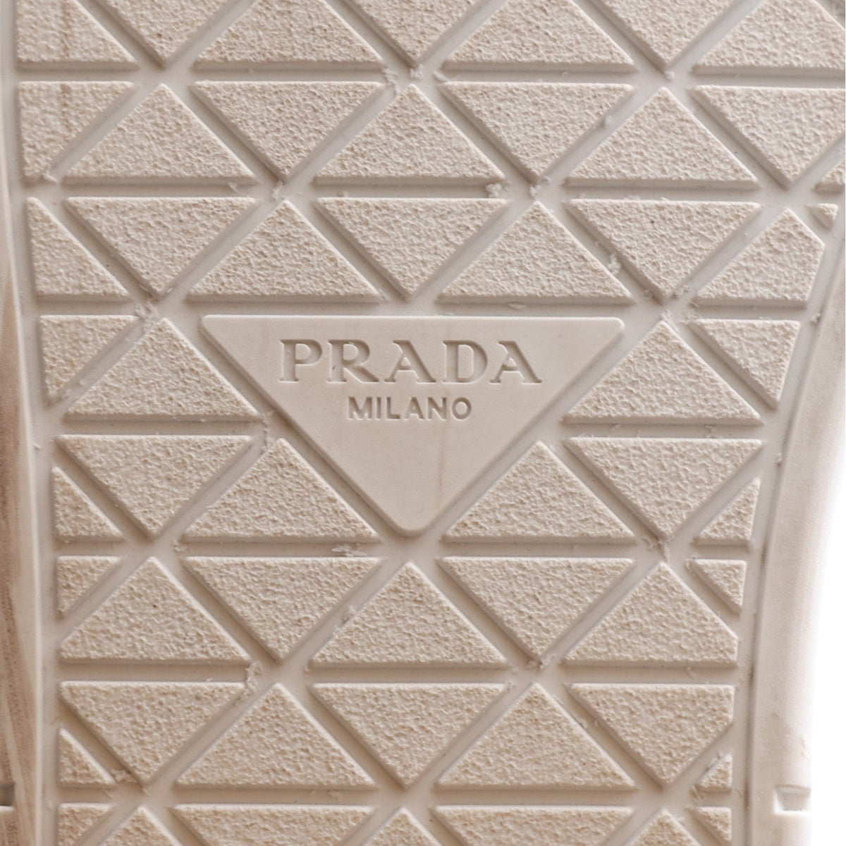 Prada Vitello Rois Triangle Downtown 30mm Women's Sneakers Beige and White