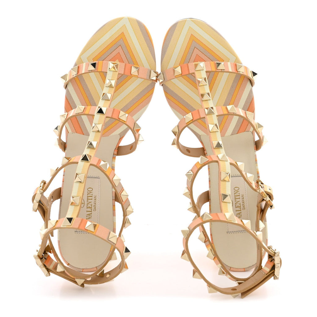 Valentino Garavani Nappa Calfskin Women's Rockstud City Sandals 38 Mandarin Sorbet