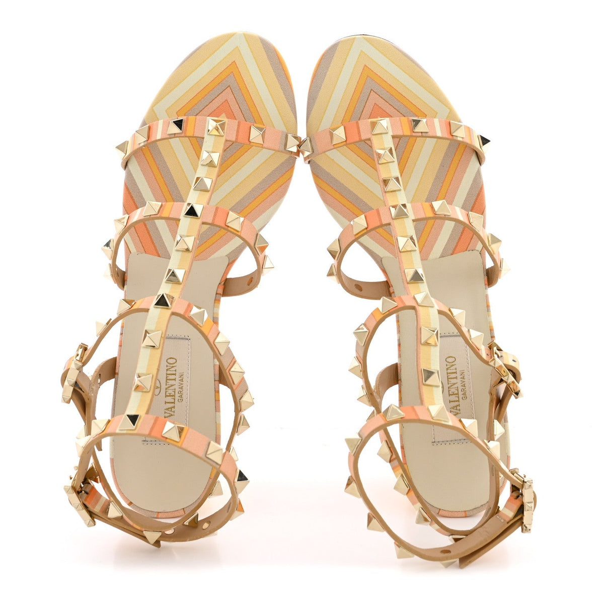 Valentino Garavani Nappa Calfskin Women's Rockstud City Sandals 38 Mandarin Sorbet