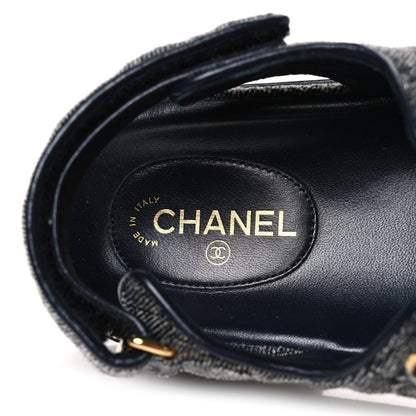 Chanel Velvet Women's Velcro Dad Sandals 36 Grey
