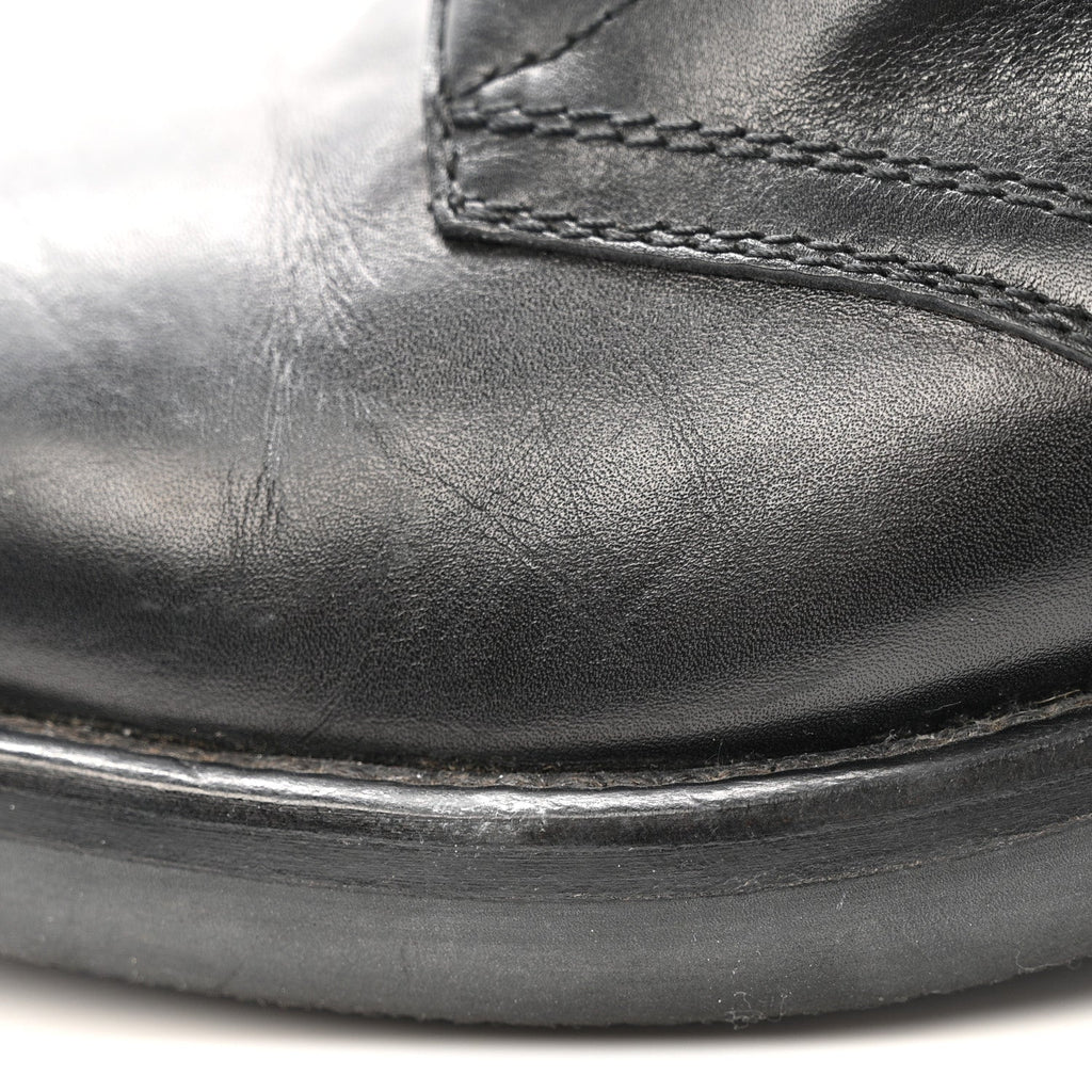 Chanel Calfskin Women's Lace Up Combat Boots 39.5 Black
