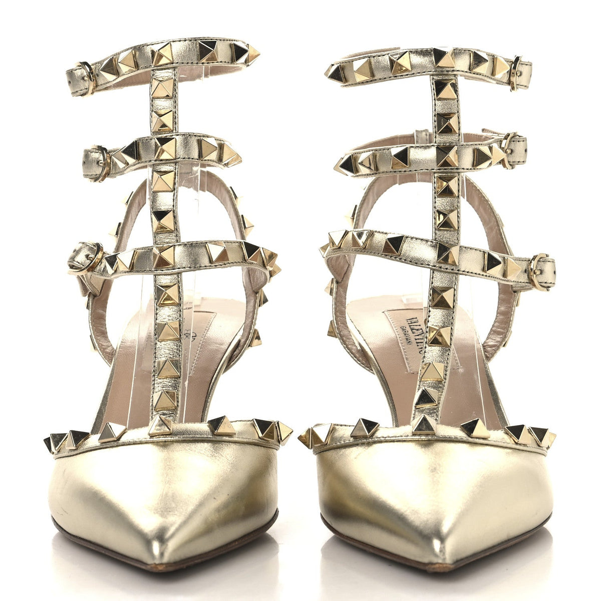 Valentino Garavani Metallic Nappa Rockstud Women's Pumps 36 Gold