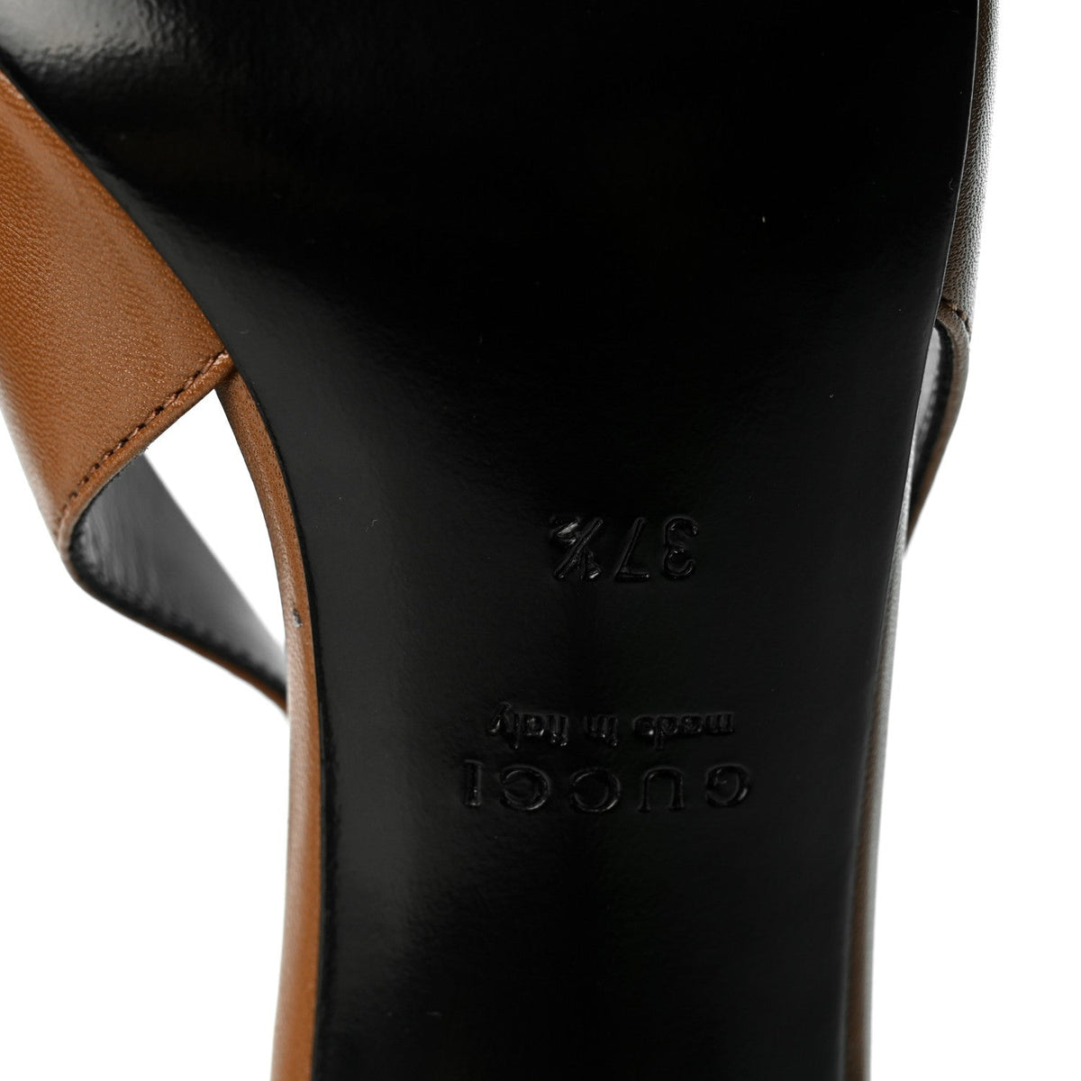 Gucci Malaga Kid Nappa Women's Signoria Slingback Pumps 37.5 Luminous Wood