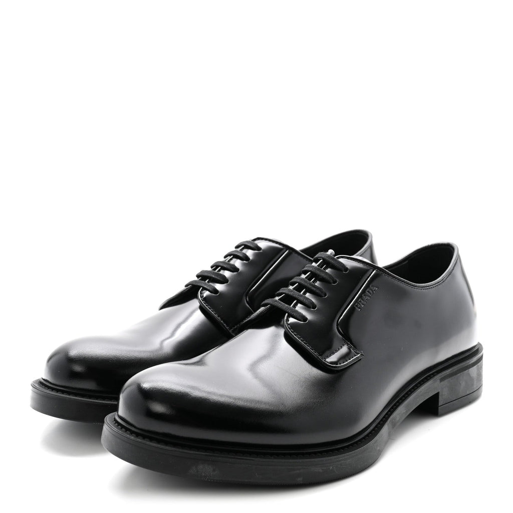 Prada Spazzolato Men's Derby Loafers 7.5 Black