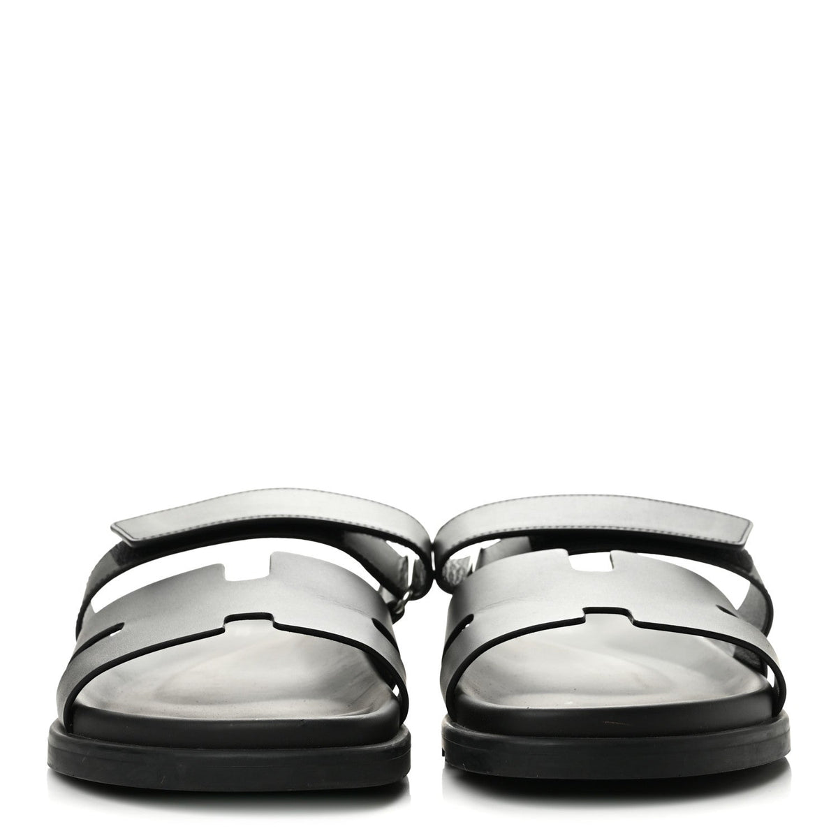 Hermes Calfskin Men's Chypre Sandals 44 Black