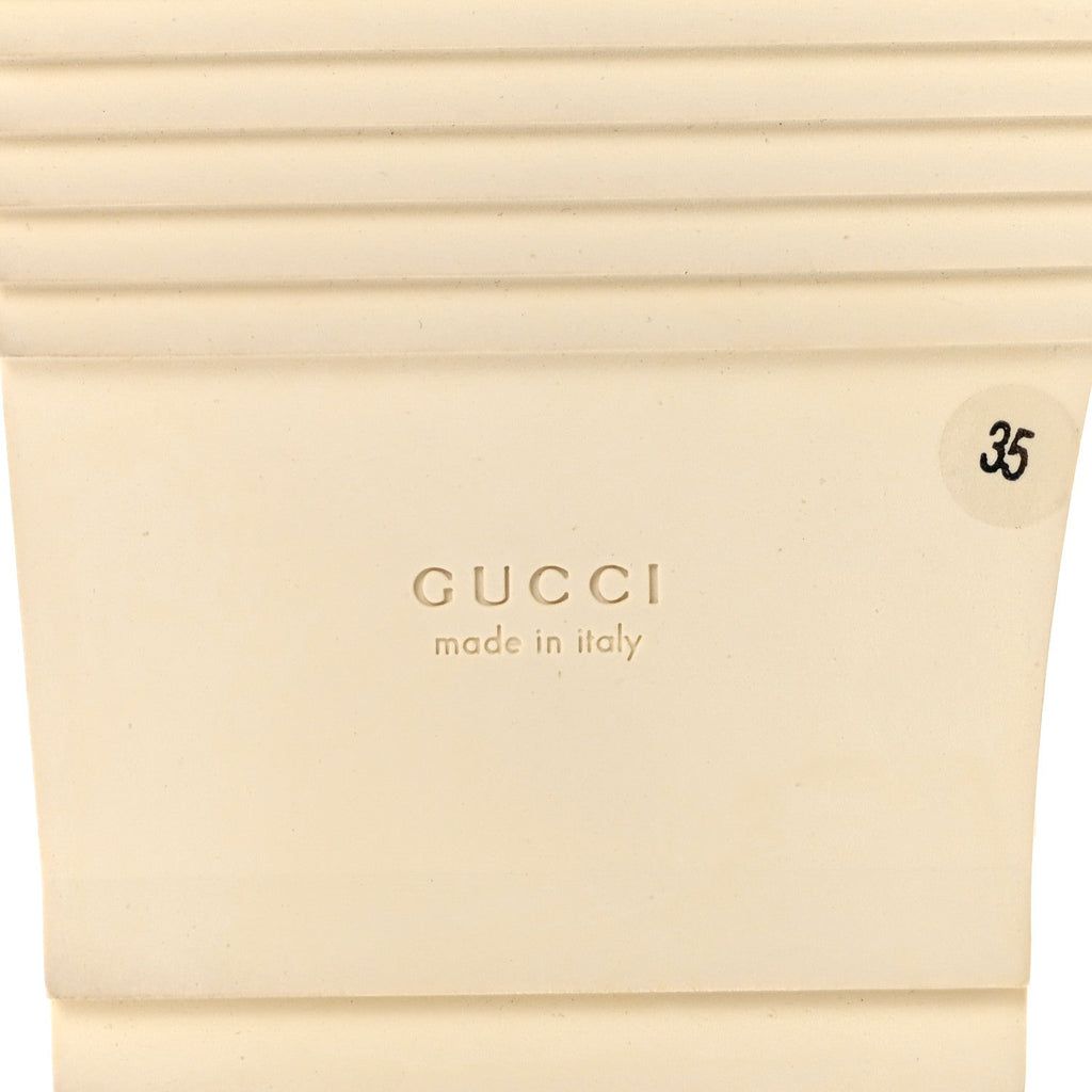 Gucci Calfskin Nappa Women's Charlotte Slingback Sandals 35 Mystic White Platino