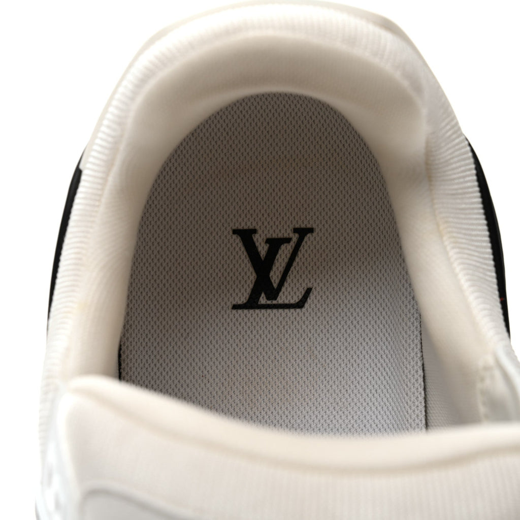 Louis Vuitton Calfskin Patent Men's LV Trainer Sneakers 9 White Black