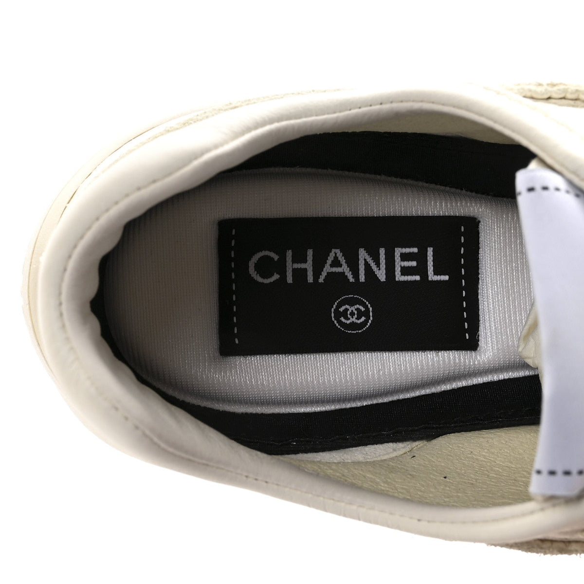 Chanel Perforated Calfskin Women's CC Sneakers 36.5 White