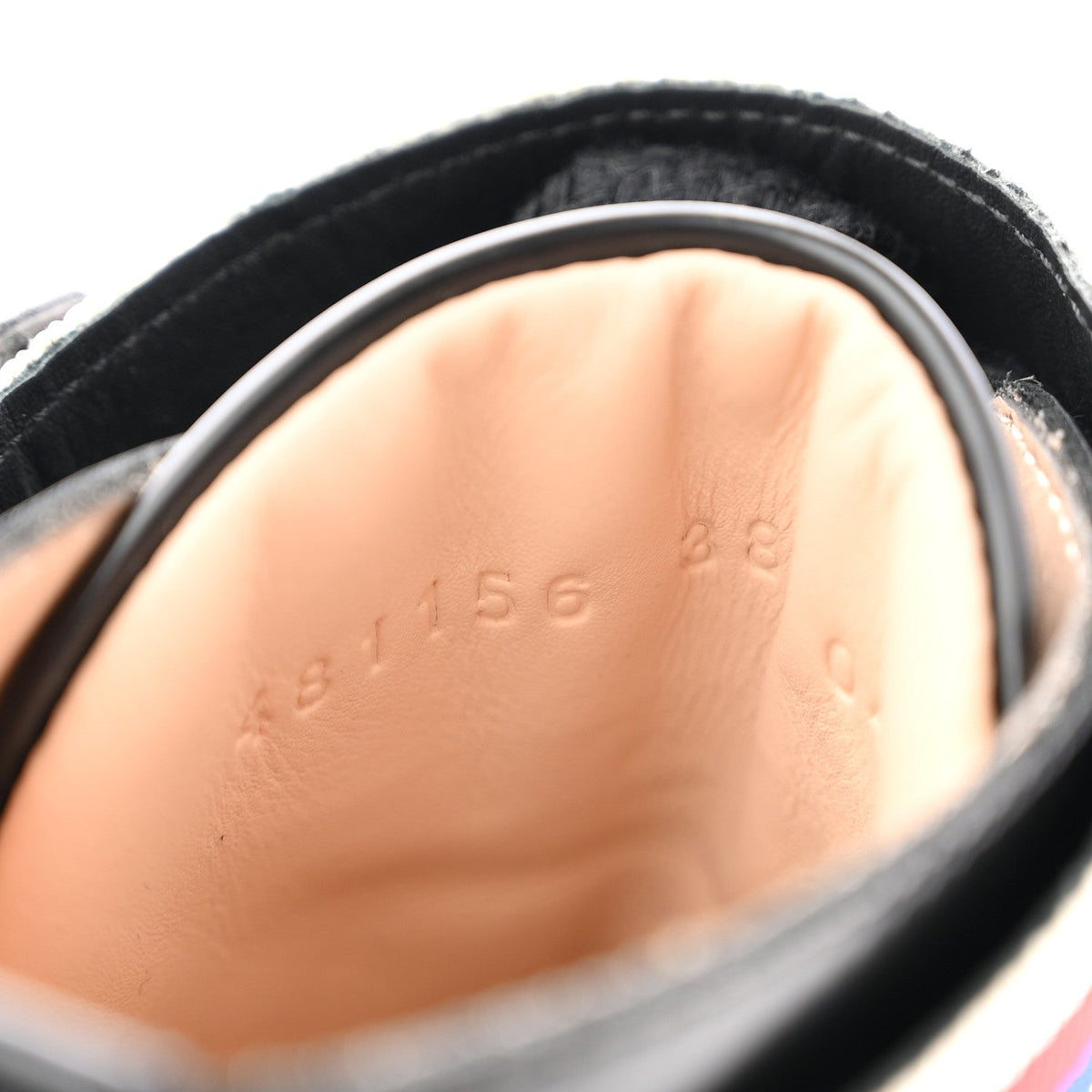 Gucci Calfskin Sylvie Web Women's Lace Up Combat Boots 38 Black