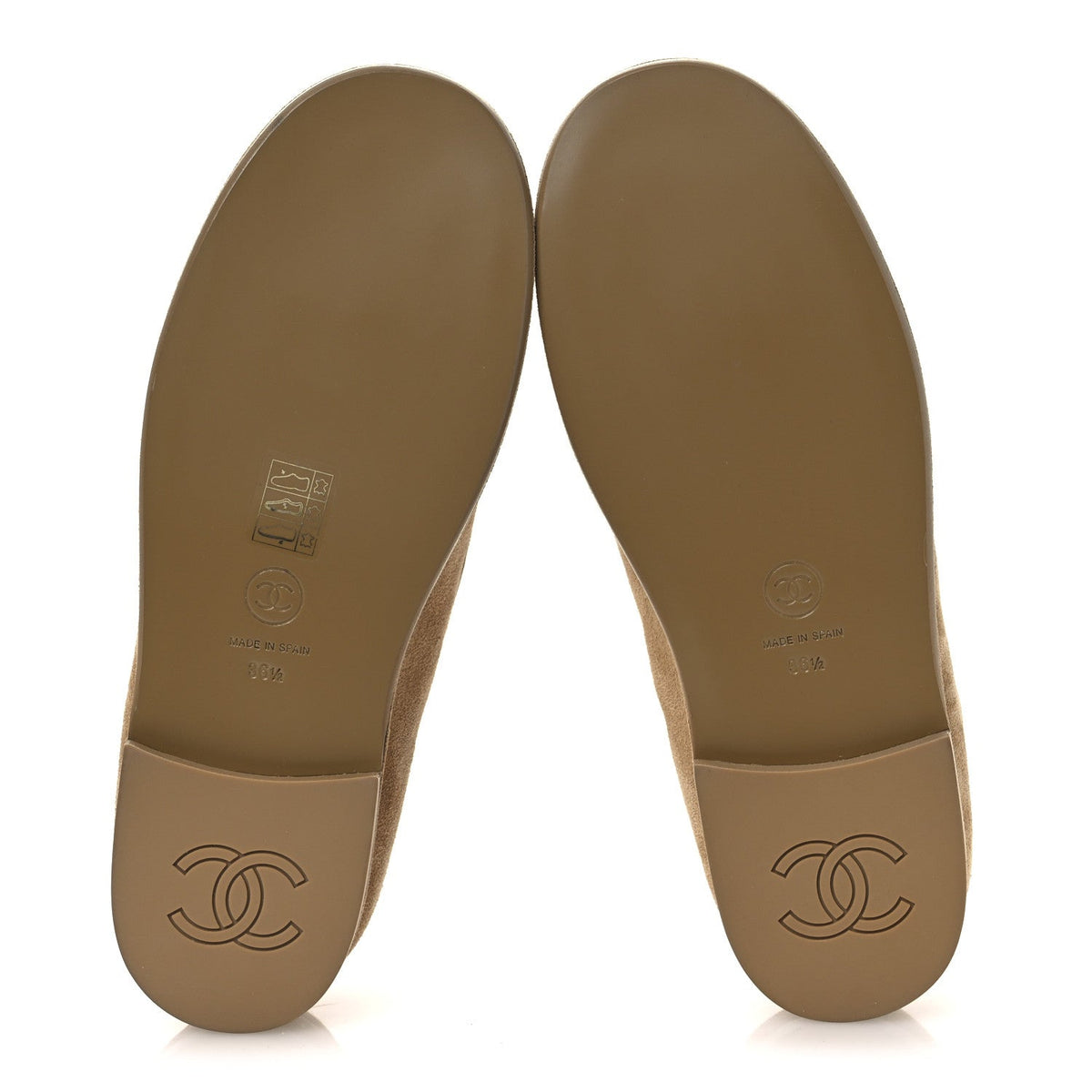 Chanel Suede Calfskin Women's CC Loafers 36.5 Dark Beige